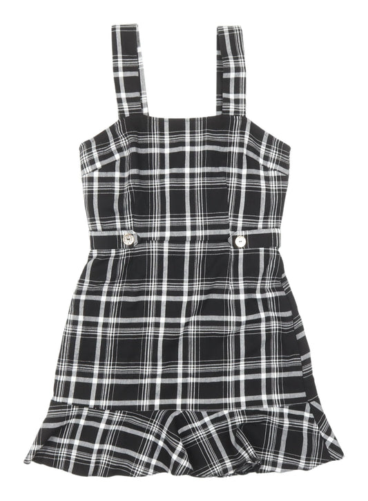 Miss Selfridge Black Check Pinafore Dress - Size 6