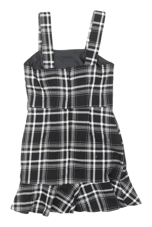 Miss Selfridge Black Check Pinafore Dress - Size 6