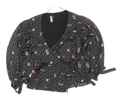 Womens UK Size UK 8 Topshop Black Wrap Blouse