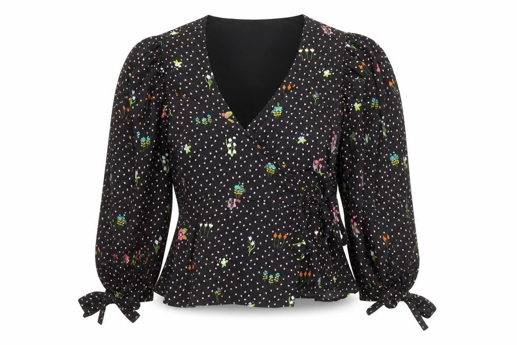 Womens UK Size UK 8 Topshop Black Wrap Blouse