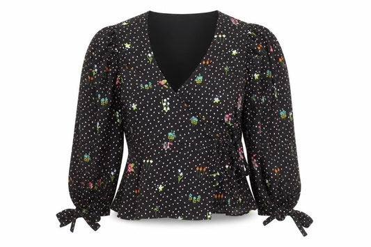 Womens UK Size UK 8 Topshop Black Wrap Blouse