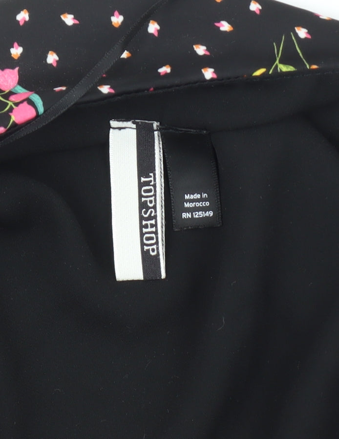 Womens UK Size UK 8 Topshop Black Wrap Blouse