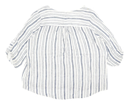 Faith and Joy Women's Blue Striped Tunic XL Blouse