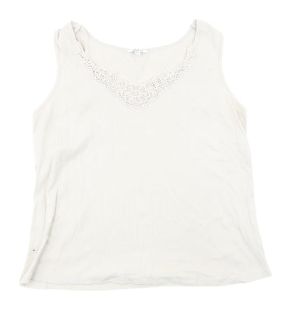 M&Co Women's Beige Crochet Accent Tank Top Size 18