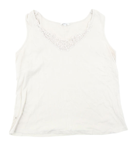 M&Co Women's Beige Crochet Accent Tank Top Size 18