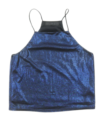 Topshop Women's Blue Cropped Halter Tank Top