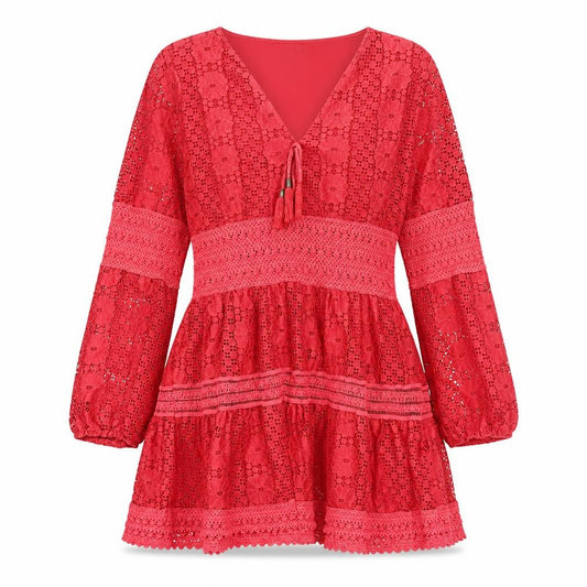 Front view of Joe Browns Red Lace Short A-Line Dress, size 10