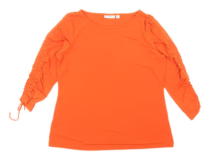 Womens UK Size M Susan Graver Orange Basic Blouse