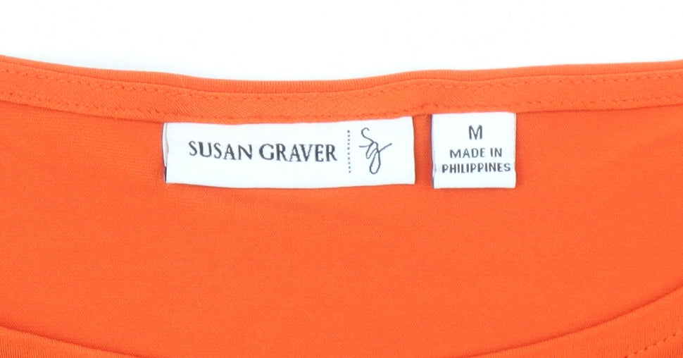 Womens UK Size M Susan Graver Orange Basic Blouse