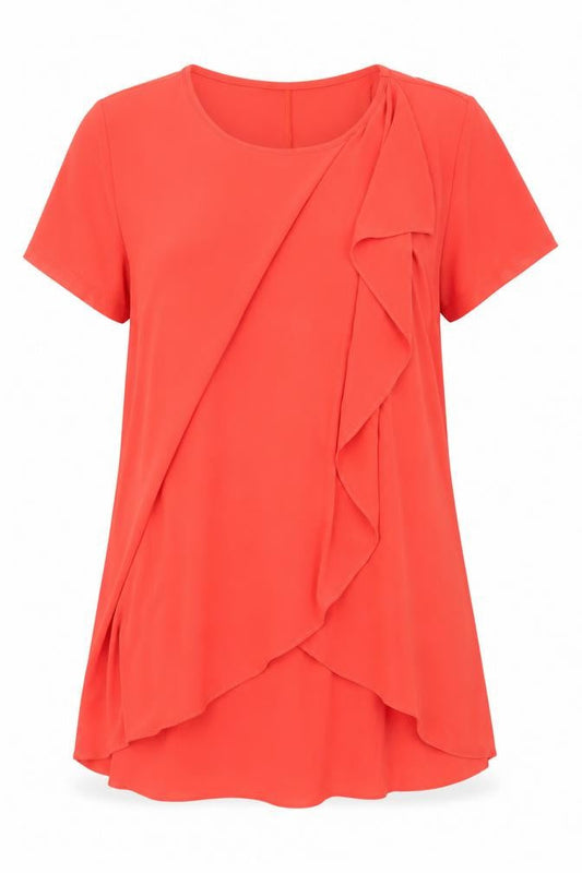 Womens UK Size M Nina Leonard Red Tunic Blouse
