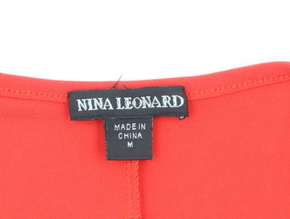 Womens UK Size M Nina Leonard Red Tunic Blouse