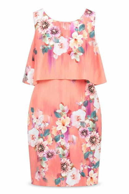 Lipsy Women's Pink Floral Bodycon Midi Dress