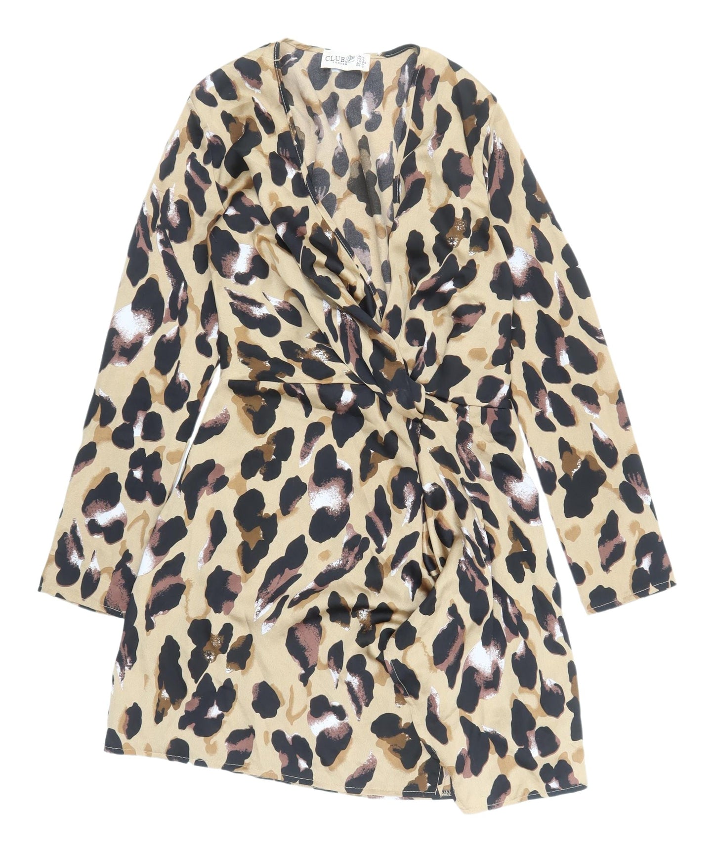 Club L London Women's Beige Animal Print Bodycon Dress