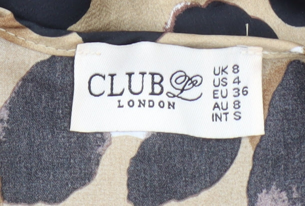 Club L London Women's Beige Animal Print Bodycon Dress