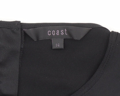 Coast Women's Black Blouse Size 14 Formal Puff Sleeve