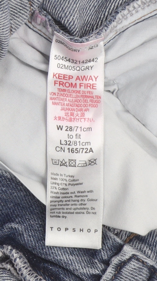 Topshop Women's Blue Straight Jeans, Size 28, Regular Fit