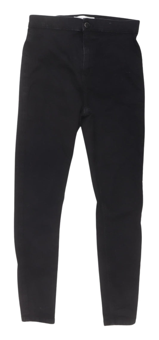 Topshop Women's Black Skinny Jeans - Size L, Dark Wash
