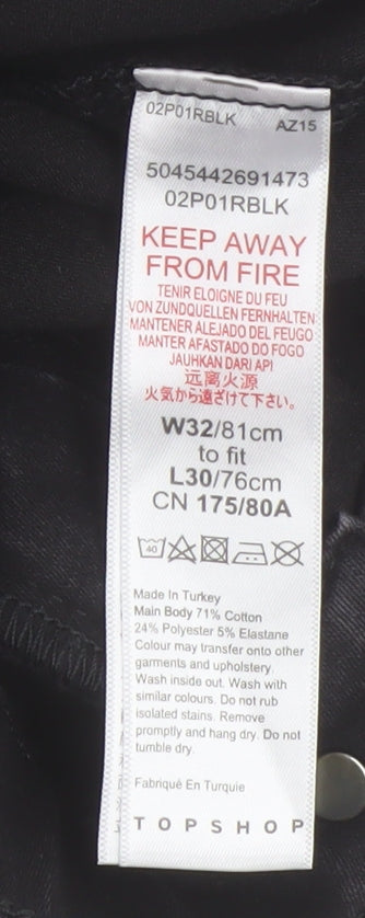 Topshop Women's Black Skinny Jeans - Size L, Dark Wash