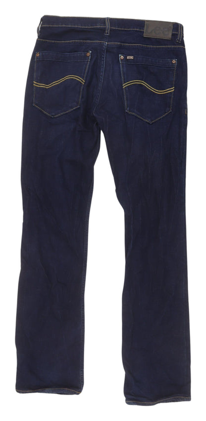Lee Men's Blue Denim Straight Jeans Size 32/34