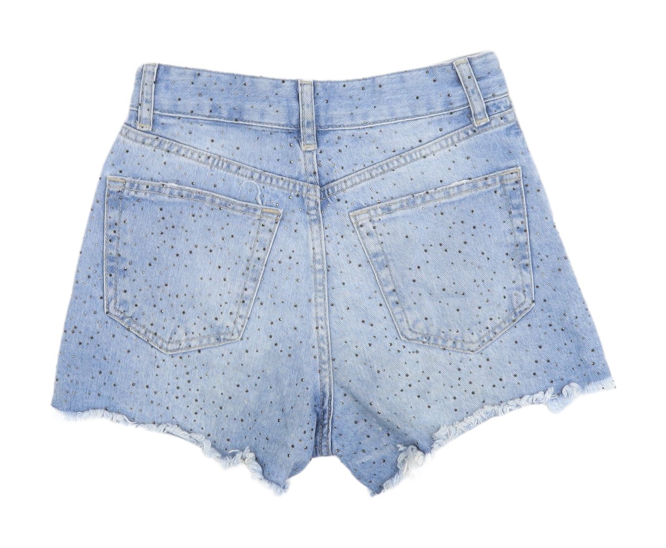 Bershka Women's Blue Denim Cut-Off Shorts Size 4