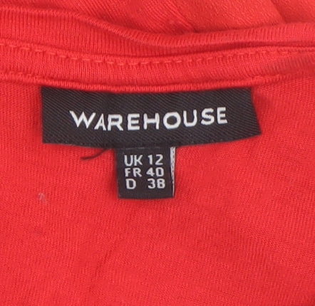 Womens UK Size 12 Warehouse Red Basic Blouse