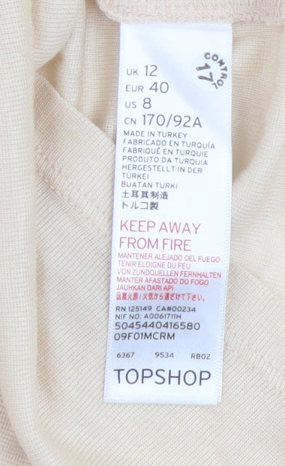 Womens UK Size 12 Topshop Beige Basic T-Shirt