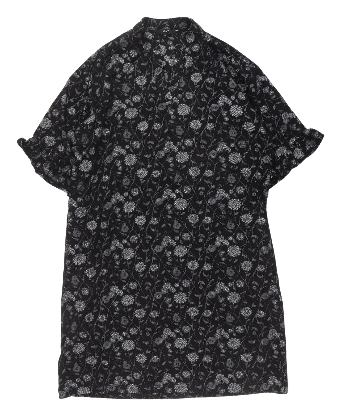 Next Women's Black Floral Shirt Dress Size 18