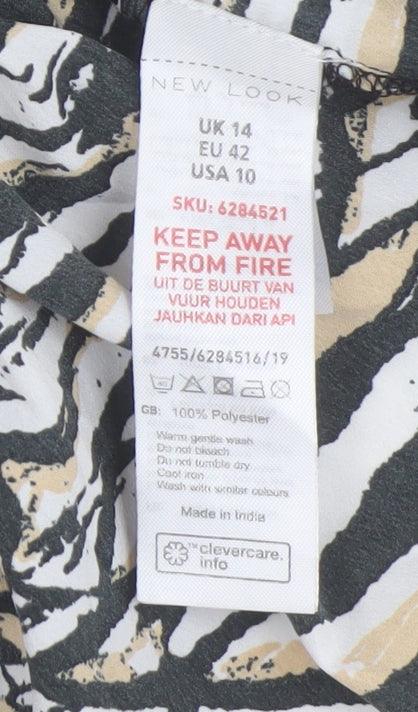 New Look Women's Animal Print Blouse, UK 14, Multicoloured