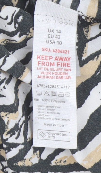 New Look Women's Animal Print Blouse, UK 14, Multicoloured