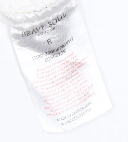 Brave Soul Women's White Pinafore Dress UK 8