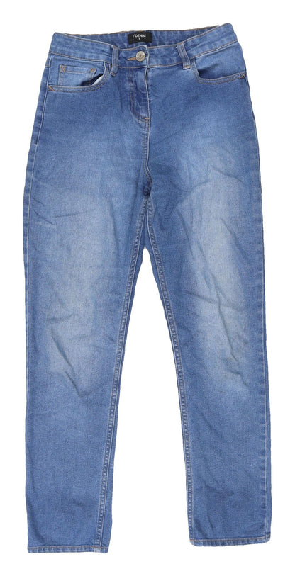 Womens UK Size 12 Denim Regular Fit Straight Blue Jeans