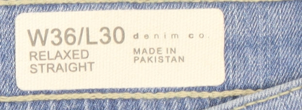 Denim Co. Blue Relaxed Straight Jeans 36W Unisex