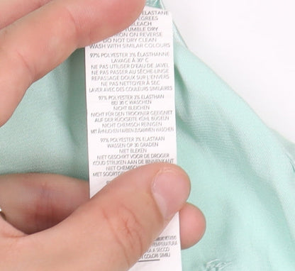 Boohoo Green Cropped Satin Blouse, Size 14, Casual V-Neck