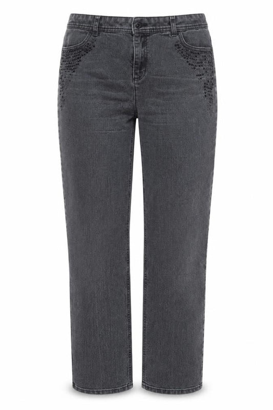 Chico's Grey Studded Straight Jeans - Women Size 6