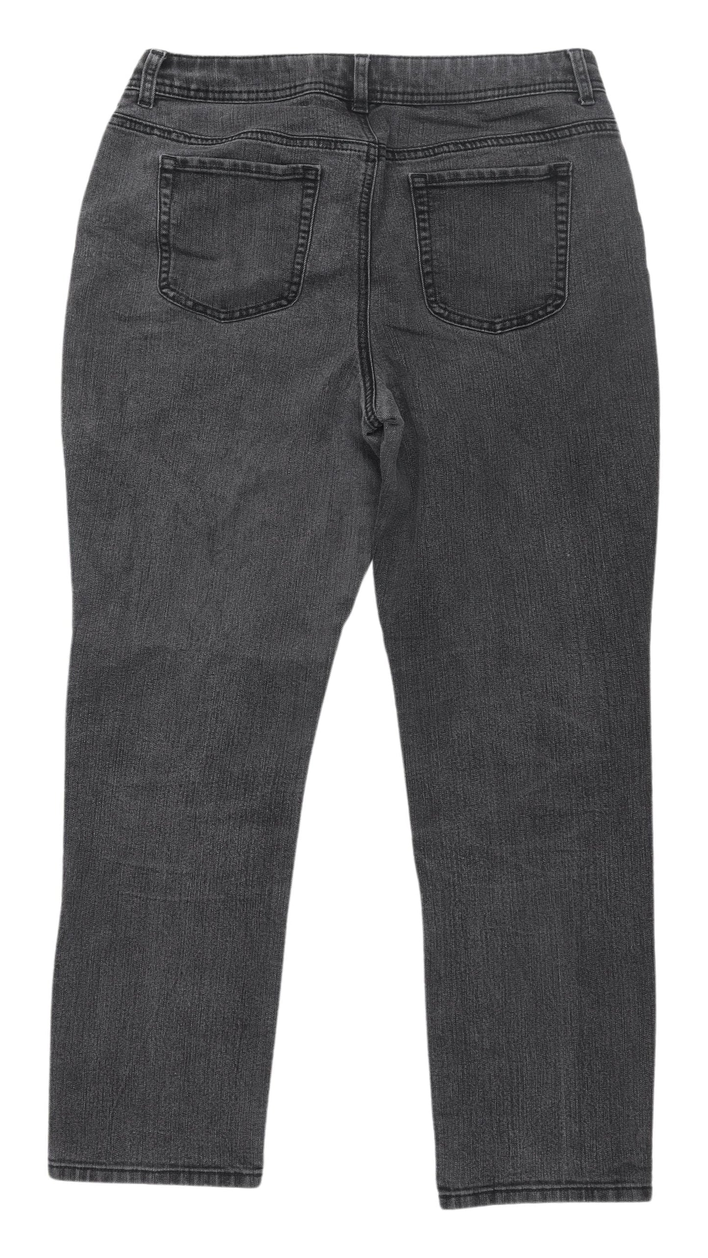 Chico's Grey Studded Straight Jeans - Women Size 6