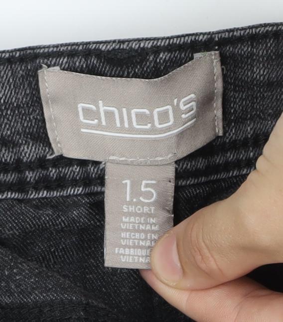 Chico's Grey Studded Straight Jeans - Women Size 6