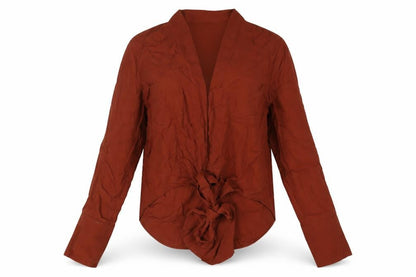 Womens UK Size XS Zara Brown Wrap Blouse
