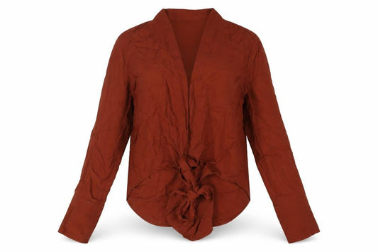 Womens UK Size XS Zara Brown Wrap Blouse
