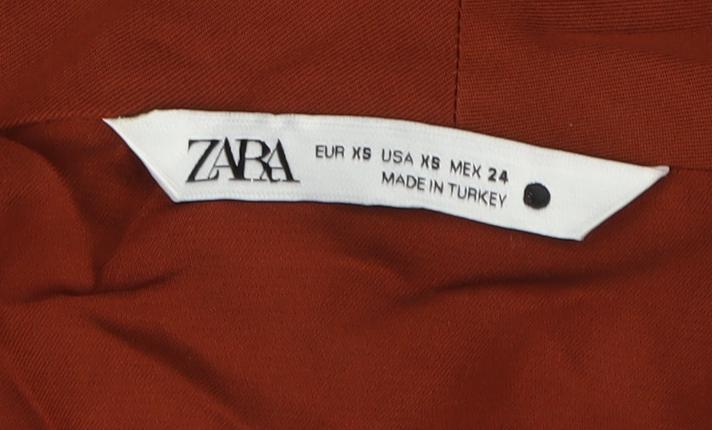 Womens UK Size XS Zara Brown Wrap Blouse