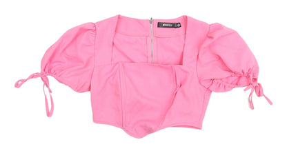 Womens UK Size UK 4 Missguided Pink Cropped Blouse