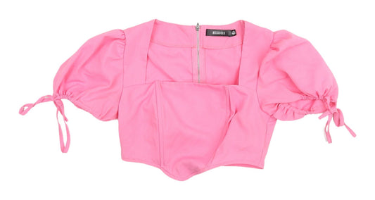 Womens UK Size UK 4 Missguided Pink Cropped Blouse