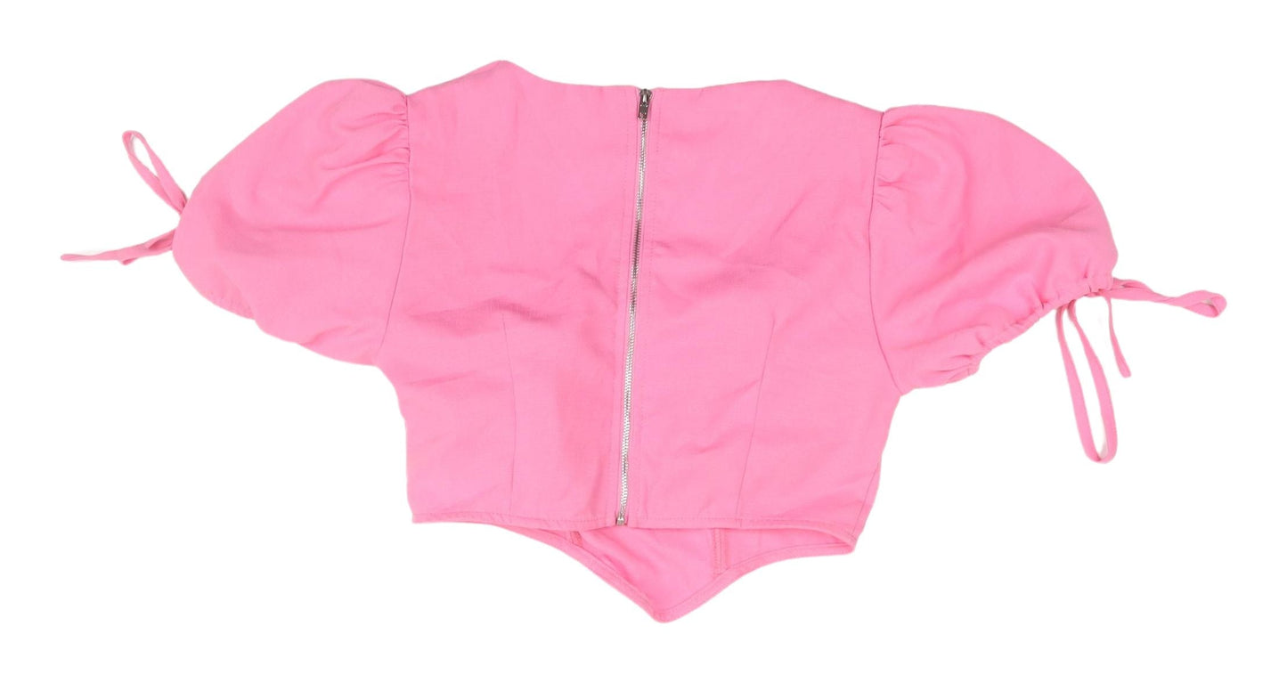 Womens UK Size UK 4 Missguided Pink Cropped Blouse