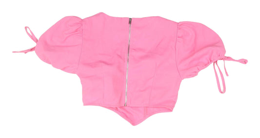 Womens UK Size UK 4 Missguided Pink Cropped Blouse