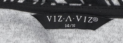 Womens UK Size 14 Plus Viz-A-Viz Black Cardigan Jumper