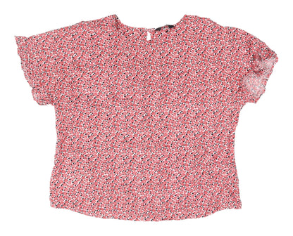 Womens UK Size 14 Marks and Spencer Red Basic T-Shirt