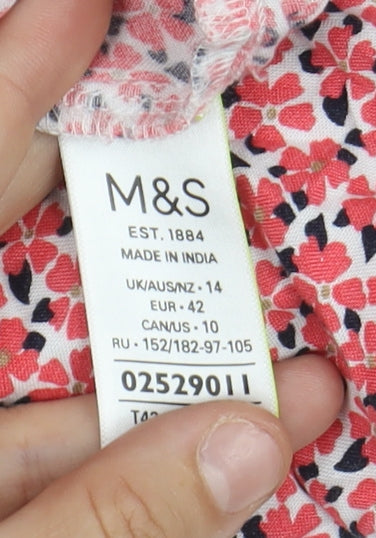 Womens UK Size 14 Marks and Spencer Red Basic T-Shirt