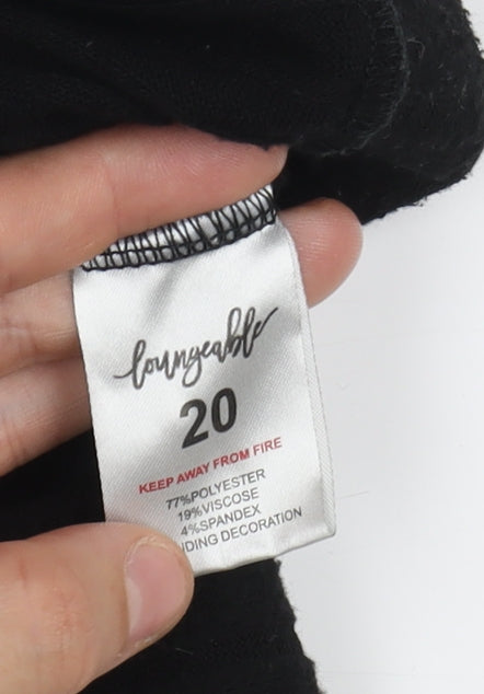 Loungewear Women's Black Trousers Wide-Leg 20