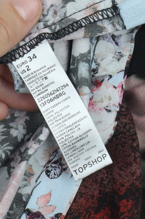 Womens UK Size 6 Topshop Multicoloured Basic T-Shirt