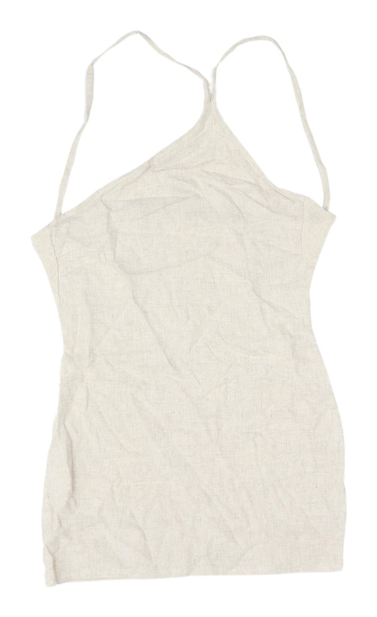 PrettyLittleThing White Slip Dress - Size 6