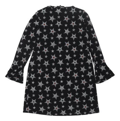 Next Women's Black Star Print Shift Dress Size 10